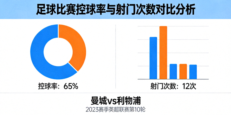 足球比赛数据可视化分析图表展示控球率与射门次数对比